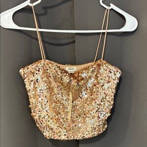 Garage Glittering Rose Gold Sequin Camisole